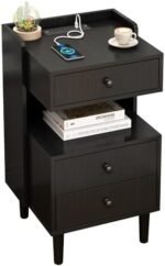 Black Nightstand with Charging Station, ... - Image 2