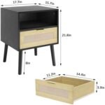 Smuxee Large Rattan Nightstand, Black Be... - Image 3