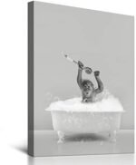 Bathroom Wall Art Decor Black and White Funny Anim... - Image 2