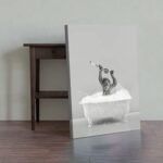 Bathroom Wall Art Decor Black and White Funny Anim... - Image 8