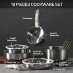CAROTE 10pcs Pots and Pans Set, Stainless Steel Co... - Image 3