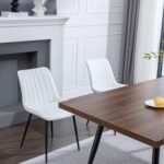 White Dining Chairs Set of 2, Modern Din... - Image 7