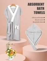 Women Bathrobe Towel,Soft Kimono Spa Lightweight L... - Image 7