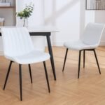 White Dining Chairs Set of 2, Modern Din... - Image 2