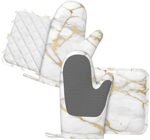 Oven Mitts and Pot Holders Marble White Gold Silic... - Image 3