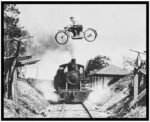 Vintage Motorcycle Jump Poster - Retro Old Train P... - Image 2