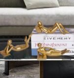 3Pcs Gold Decor Thinker Statue Lying Rea... - Image 3