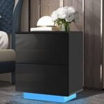 HOMMPA LED Nightstand with 2 High Gloss ... - Image 2