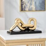 FJS Modern Gold Ceramic Chain Statue, Ho... - Image 7