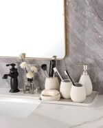 6 Pieces Ceramic Beige Bathroom Accessor... - Image 7