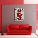 Fashion Canvas Wall Art, Trendy Preppy Red Lips Ro... - Image 8