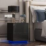 HOMMPA LED Nightstand with 2 High Gloss ... - Image 7