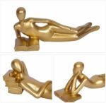 3Pcs Gold Decor Thinker Statue Lying Rea... - Image 7