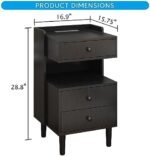 Black Nightstand with Charging Station, ... - Image 4