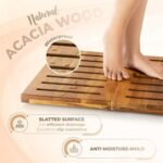 Wood Bath Mat for Shower, 24.2'' Wooden ... - Image 4
