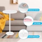 White Round Side Table Small End Table S... - Image 5