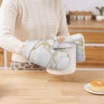 Oven Mitts and Pot Holders Marble White Gold Silic... - Image 8
