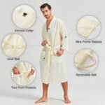 FashGudim 100% Cotton Knit Robe for Men Lightweigh... - Image 4