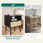 Smuxee Large Rattan Nightstand, Black Be... - Image 5
