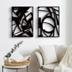 Glamativity 4 Pack Black Abstract Metal Wall Art, ... - Image 4