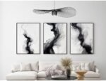 Black White Abstract Wall Art Decor Set of 3 Moder... - Image 7