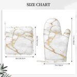 Oven Mitts and Pot Holders Marble White Gold Silic... - Image 4