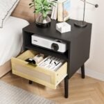 Smuxee Large Rattan Nightstand, Black Be... - Image 6