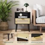 Smuxee Large Rattan Nightstand, Black Be... - Image 4