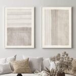 Gray Beige Abstract Wall Art Modern Line Art Print... - Image 2