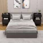 Black Nightstand with Charging Station, ... - Image 8