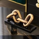 FJS Modern Gold Ceramic Chain Statue, Ho... - Image 10