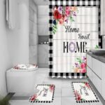 ALEXEX 4 PCS Rose Flower Shower Curtain ... - Image 4