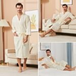 FashGudim 100% Cotton Knit Robe for Men Lightweigh... - Image 7