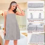 QZUnique Bath Wrap Towel with Straps Women Shower ... - Image 4