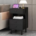 Black Nightstand with Charging Station, ... - Image 3
