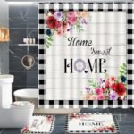 ALEXEX 4 PCS Rose Flower Shower Curtain ... - Image 2