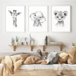Safari Nursery Wall Art Decor Baby Animal Canvas W... - Image 8