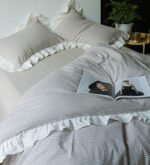 SUSYBAO Beige Ruffle Duvet Cover King 10... - Image 8