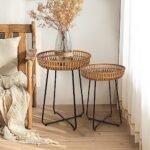 Oakrain Rattan Side Table Nesting Tables... - Image 2