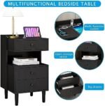 Black Nightstand with Charging Station, ... - Image 5