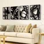 Glamativity 4 Pack Black Abstract Metal Wall Art, ... - Image 3