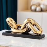 FJS Modern Gold Ceramic Chain Statue, Ho... - Image 2
