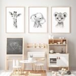 Safari Nursery Wall Art Decor Baby Animal Canvas W... - Image 7