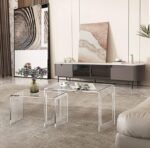 ONELUX Acrylic Coffee Table Set of 2，Nes... - Image 6