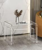 ONELUX Acrylic Coffee Table Set of 2，Nes... - Image 4