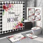 ALEXEX 4 PCS Rose Flower Shower Curtain ... - Image 5