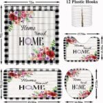 ALEXEX 4 PCS Rose Flower Shower Curtain ... - Image 3