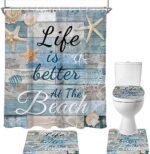 AAtter 4 Piece Beach Shower Curtain Set ... - Image 6