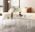ONELUX Acrylic Coffee Table Set of 2，Nes... - Image 2